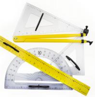 Демонстраційний набір вимірювальних приладів (лінійка 1м, 2 трикутники, циркуль, транспортир) на магнітах