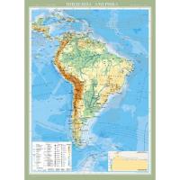 Америка Южная м-б 1:8 000 000. Физическая карта картон на планках