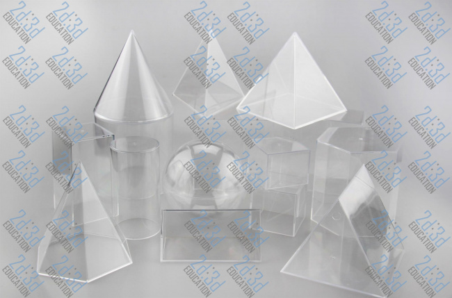 Набір пластикових геометричних фігур та тіл (прозорі, демонстраційні)