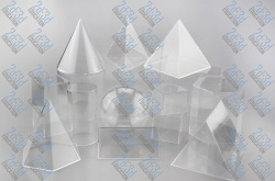 Набор пластиковых геометрических тел и фигур для измерения объема (прозрачные, демонстрационные)