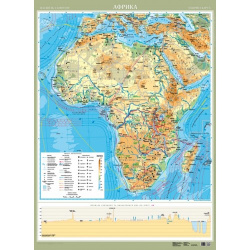 Африка фізична м-б 1:8 000 000. Навчальна карта  картон на планках