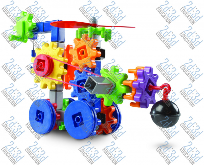 Игровой набор для конструирования с различными способами соединения деталей – движущиеся машины и шестерни