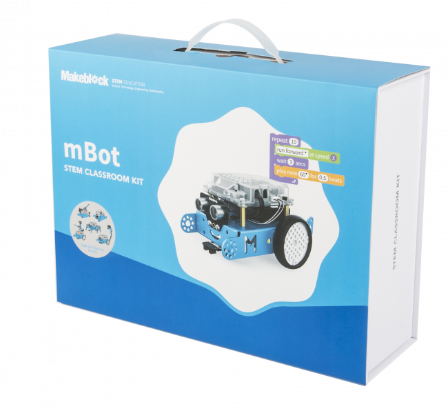 Учебный STEAM набор mBot Classroom Kit (робот mBotV1.1 + 2 дополнительные наборы Gizmos Add-on Packs)